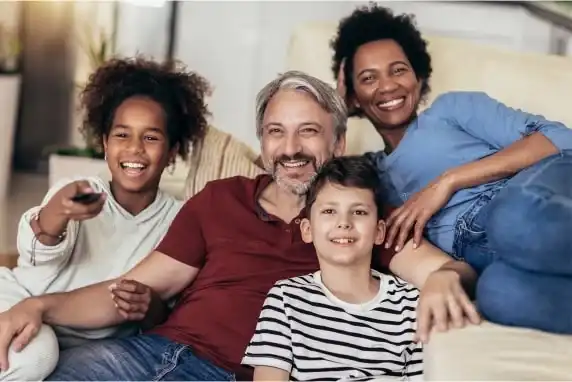 Family watching tv